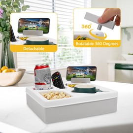 Couch Cup Holder Tray, Silicone Sofa Couch Caddy for Bed Seat Car Beach Organizer, Waterproof Sofa Cup Holder with Phone Stand for TV Remote, Snacks, Drinks, Cellphone (White)