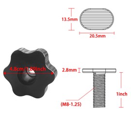 Gabasinover T Bolts and Knobs Set | 5 pcs 6-Star Clamping knobs with 20 pcs M8 T Slot Bolts for T Track Accessories, Feather Boards, Woodworking jigs and fixtures (M8-1.25x1")