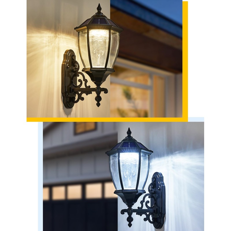 GYDZ Outdoor Solar Wall Light with Dusk to Dawn Photocell,