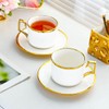 Porcelain Tea/Coffee Cup and Saucer Set, 6 Pieces, White with