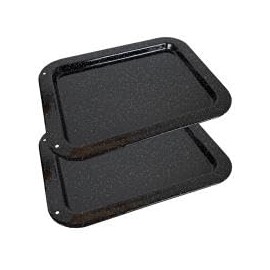 2 x Place4parts Universal Vitreous Enamel Baking Tray Sheet 365mm x 287mm, 36cm x 29cm
