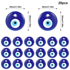 UTMACH Pack of 20 3 cm Nazar Boncuk Pendant Nazar Boncugu Decorative Blue Eye Decoration Evil Eye Glass for Lucky Charm Jewellery Making