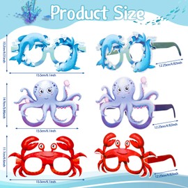 Harloon 36 Pcs Sea Animal Party Favors Under Ocean Paper Glasses Ocean Animal Photo Props for Fishing Birthday Party Supplies (Watercolor)