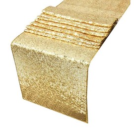 Tomotato Sequin Table Runner, 30 x 300 cm Long Table Runner, Glittering Shiny Polyester Tablecloth for Wedding, Birthday, Party, Home Table Decoration (Gold)