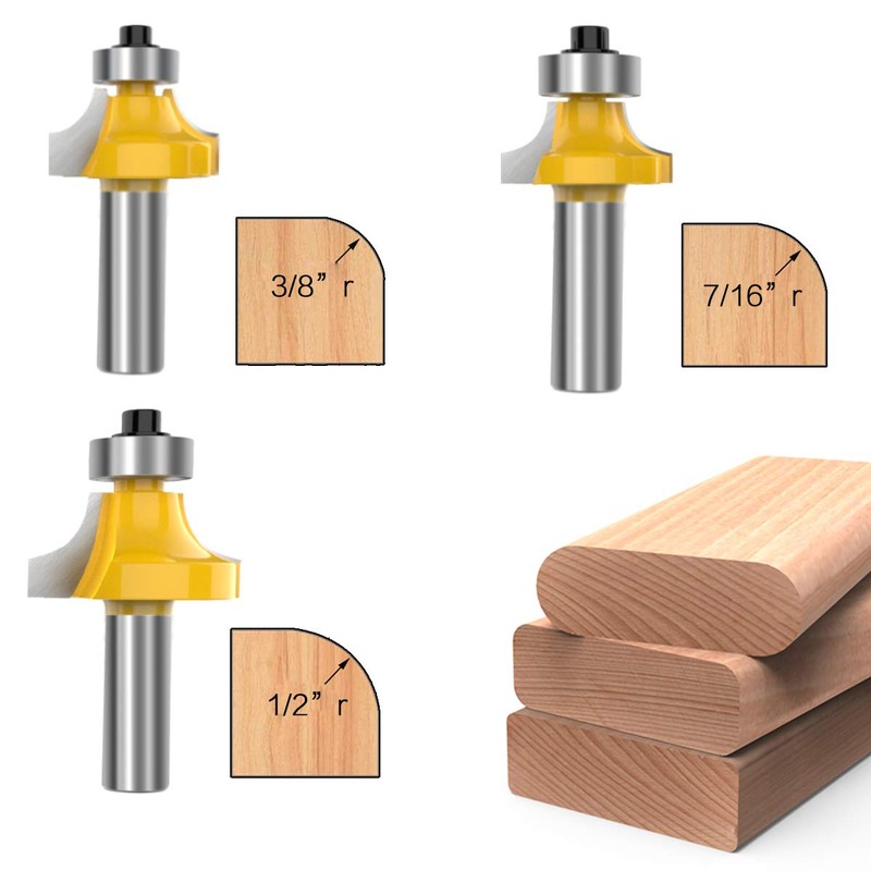 1/2 Inch Shank Round-Over Router Bits Corner Rounding Edge-Forming Roundover