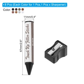 PATIKIL Furniture Markers Touch Up, 8 Pcs Wax Wood Filler Sticks Furniture Repair Crayons with Sharpener for Scratches, Wood Floor, Holes, Tables, Black
