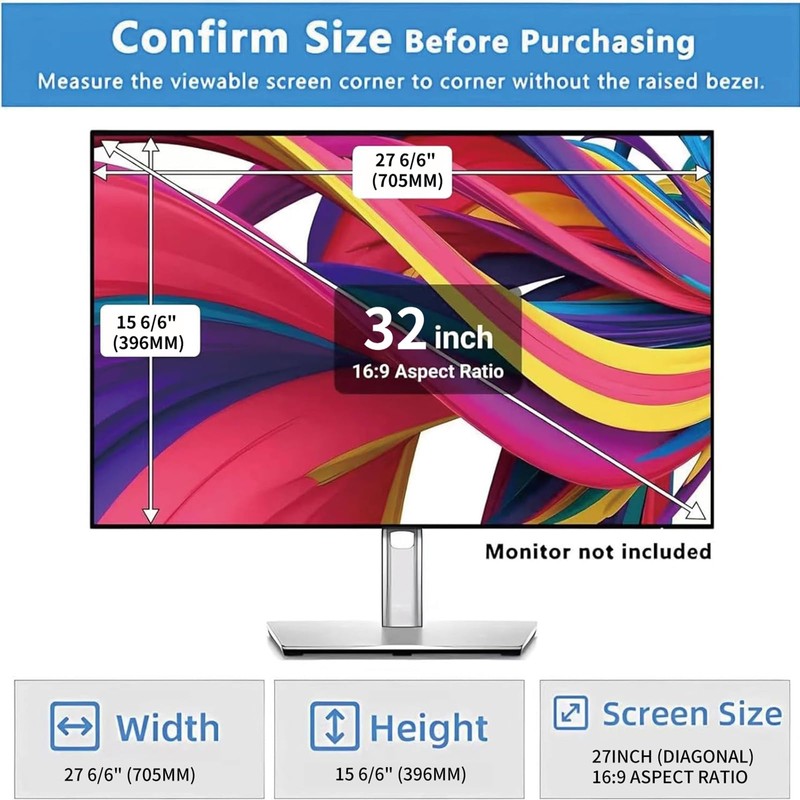 ZCAZY 32 Inch Computer Monitor Privacy Screen Filter - Eye