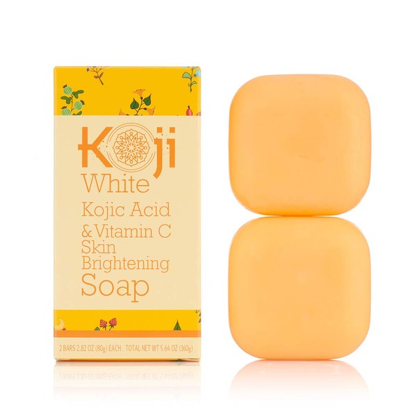 Koji White Kojic Acid & Vitamin C Skin Brightening Soap (2.82 oz / 2 Bars) - Smooth And Soft Complexion for Face & Body