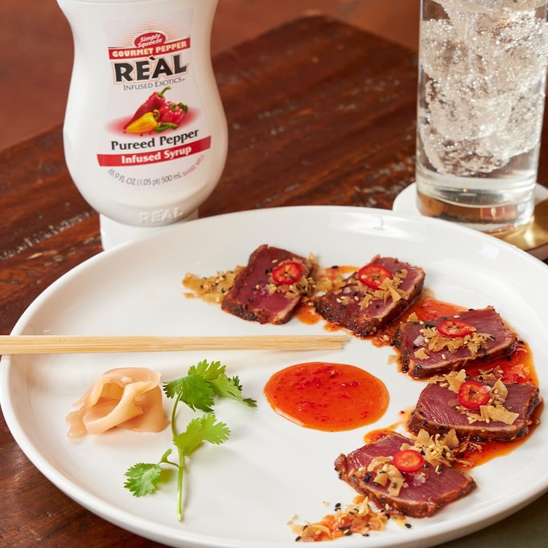 Gourmet Pepper Reàl Infused Exotics, Pureed Pepper Infused Syrup, 16.9
