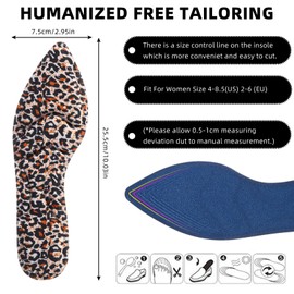 4 Pairs High Heel Insoles Breathable Shoe Pads 10.03 Inch Boot Inserts Foot Cushion Inserts Comfort Sponge Insert for Women Foot Pain, Arch Pain, Heel Sore, Loose Shoes (Black Leopard Print)