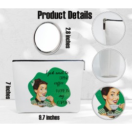 scodilo Funny Housewife Make Up Bags for Women, Makeup Bag with Mirror, Canvas Bag Cosmetic Travel Bags Toiletry Pouch Gift, Wedding Birthday Gifts for Girl Sister Mom Friends Female Friendship-9