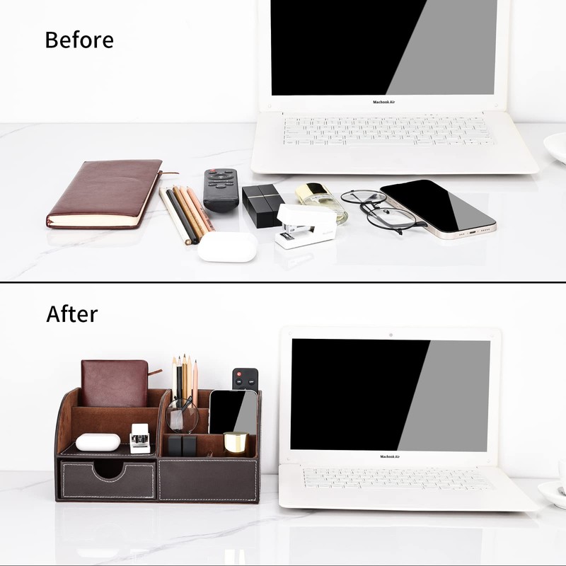 Kingfom™ 7 Desk Organiser, Storage Compartment, Multifunctional Functional, Faux Leather