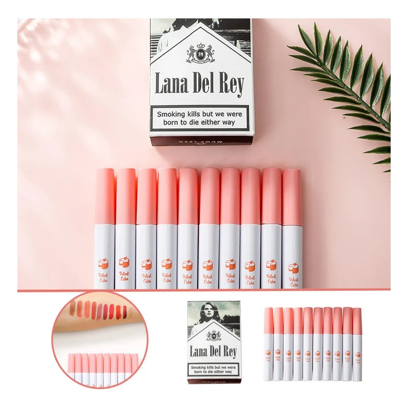 10pcs Labiales Lana Del Rey Juego De Lápiz Labial Mate