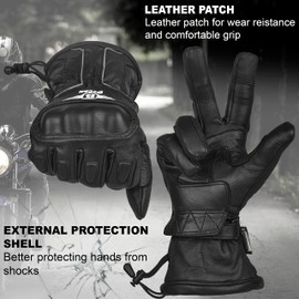 Buchii Prime Drum Dryed Leather Motorbike Gloves Men & Women Multi Purpose Carbon filber Shell Gloves with Double Leather Palm For BMX ATV MTB Riding, Road Racing, Cycling, Climbing, Motocross