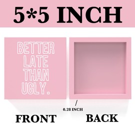 Pink Bathroom Decor Pink Dorm Decor, Pink Bathroom Wall Decor, Bathroom Pink Dorm Decor for College Girls Women, Coquette Room Decor, Clean Girl Pink Decor Better Late Than Ugly Teen Girl Dorm Decor