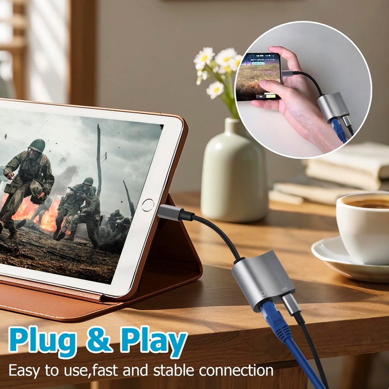 Enbiawit Lightning and USB C to Ethernet Adapter