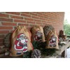 3 Natural-Coloured Jute Bags with Coloured Santa Claus Motif, Santa