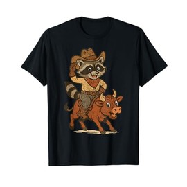 Howdy Raccoon Rodeo Riding Trash Panda Cowboy Bucking Bull T-Shirt
