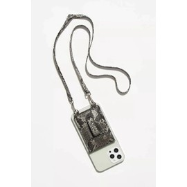 phone flipper cell phone credit card holder wallet with straps /snake pattern gray