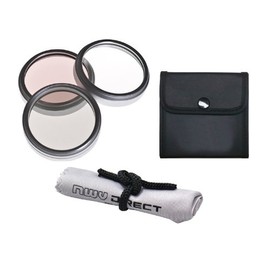 Panasonic HDC-TM20 Series High Grade Multi-Coated, Multi-Threaded, 3 Piece Lens Filter Kit (43mm) + Nwv Direct Microfiber Cleaning Cloth.