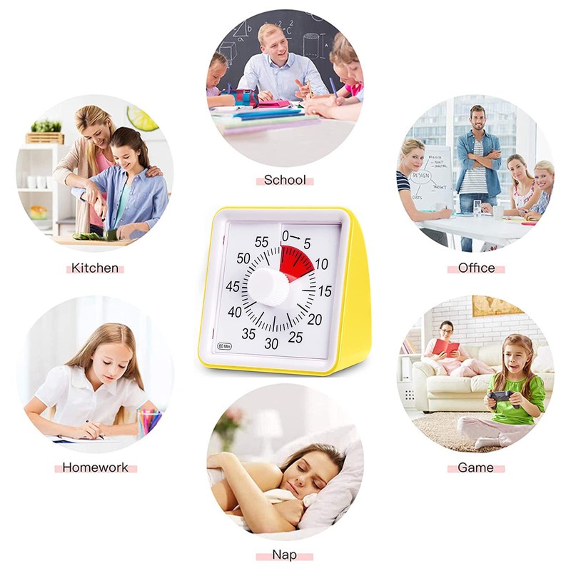 LivingHall Kitchen Timer 60 Minute High Visibility Timer (Yellow, 3.1