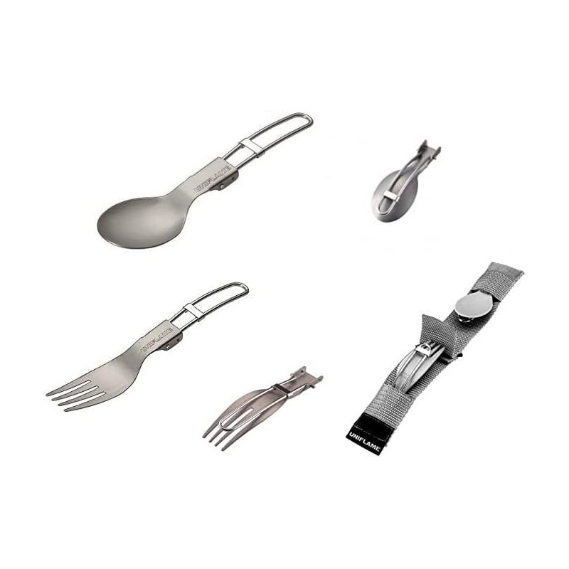 UNIFLAME FD Spoon Ti + FD Fork Ti with Storage
