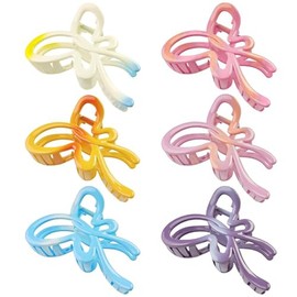 IYOU Cute Butterfly Hair Claw Pink Large Hair Clam Nonslip Strong Hold Hair Jaw Clips for Women(6 Pcs)