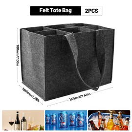 WYYFXY® 2 Stück Flaschentasche 6 Flaschen, Männerhandtasche Bier Filztasche mit Fächern Flaschenträger Flaschenkorb Filz für Party Reise Picknick