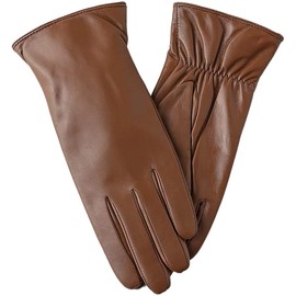 FEIQIAOSH Winter Leather Gloves for Women, Cashmere Lined Touchscreen Gloves for Texting, Premium Soft Sheepskin Warm Glove