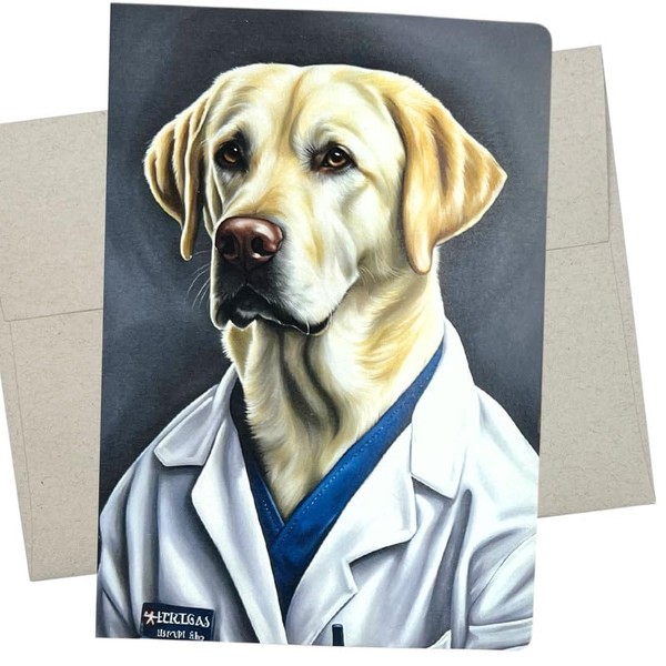 Yellow Lab Medical Card (5X7 Inch and Blank Inside) also