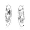 Feather Nature Branch Sterling Silver Spiral Slide Hoop Earrings