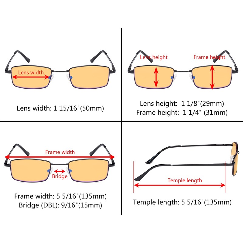 Eyekepper 4 Pack Reading Glasses Blue Light Blocking Memory Titanium