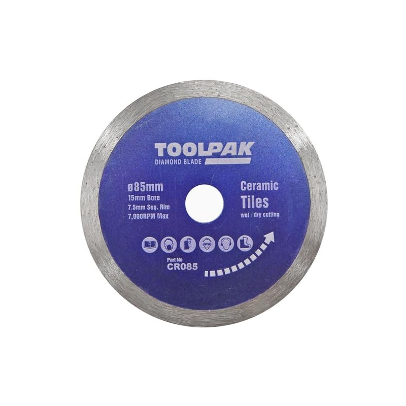Toolpak 85mm X 15mm Mini Tile Diamond Blade 7.5mm Rim