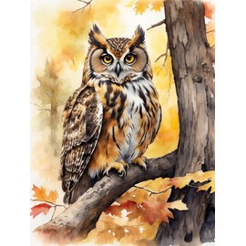 Meecaa Cross Stitch Kits 11 Count Stamped, Owl Animal Tree Embroidery Kit with Accessories Pre Printed (40CMx50CM) (Owl)