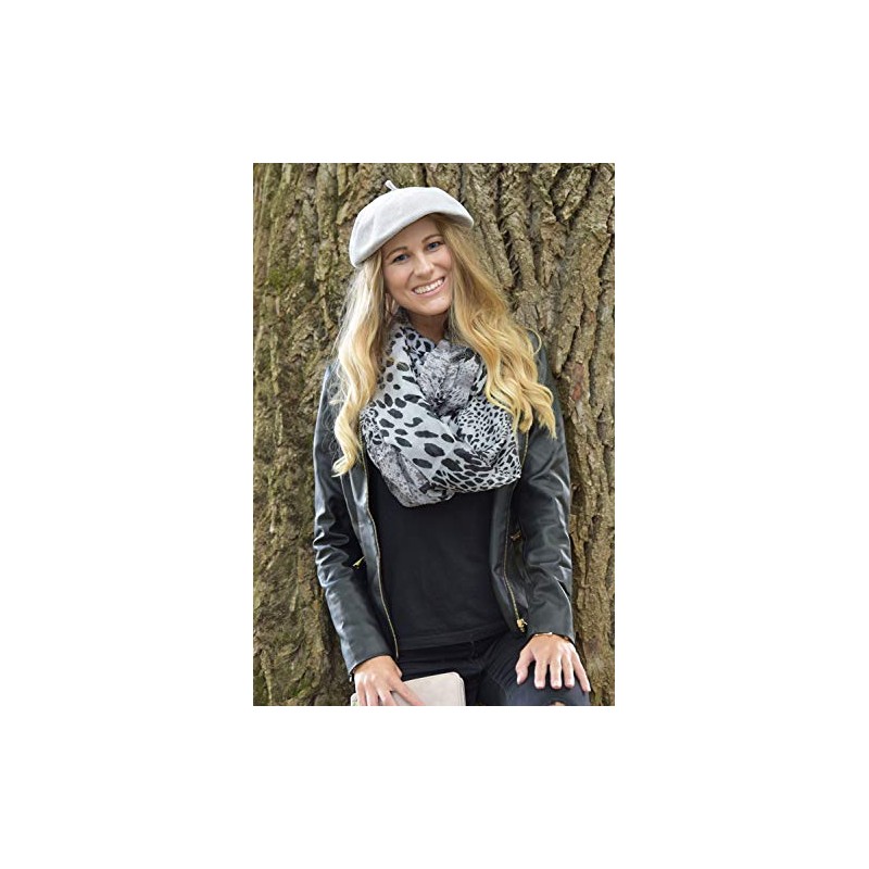 styleBREAKER leopard print scarf loop tube 01017009, color:grey