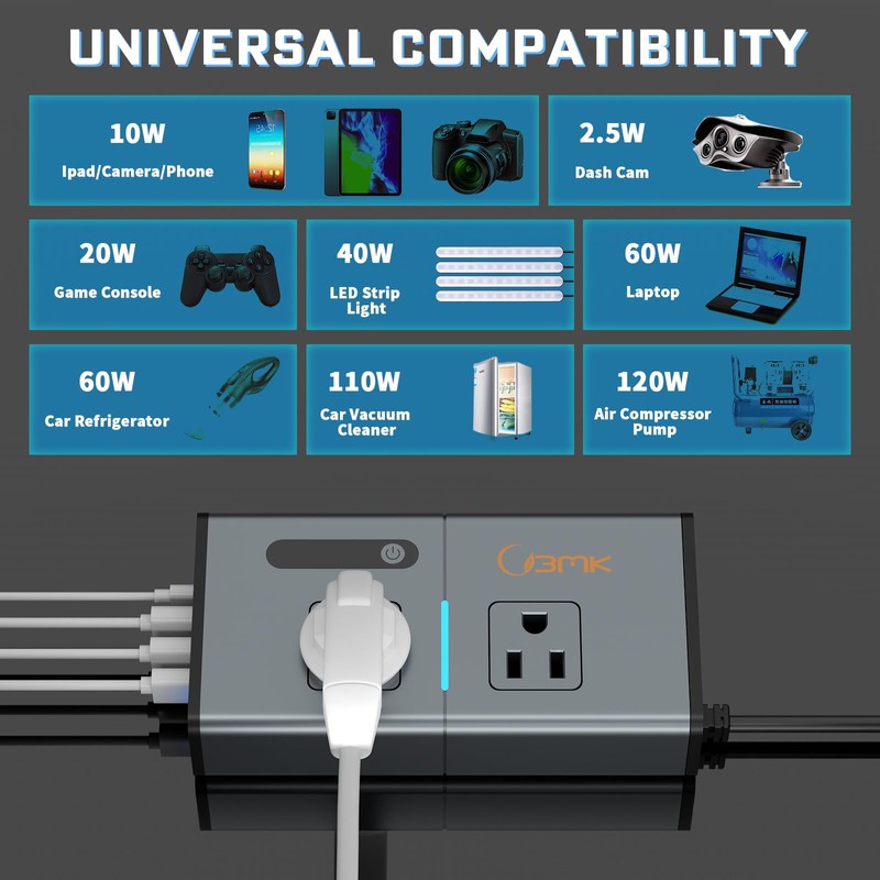 BMK 200W Car Power Inverter Newly Car Plug Adapter Outlet