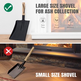 INNO STAGE Ash Shovel and Brush Set - Fireplace Tools Set Hearth Indoor Outdoor Modern Firepit Coal Shovel and Brush Kit Cleaning Tool Rust Resistant