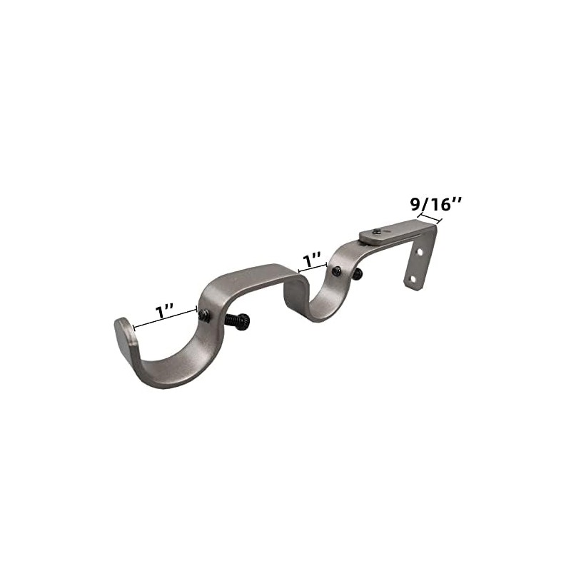 Kowibcl Heavy Duty Curtain Rod Brackets: Adjustable Double Holders, Fits