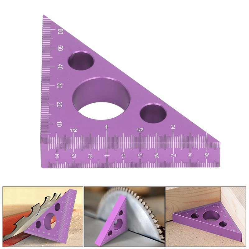 3in Right Angle Measure Ruler Thick Aluminum Alloy 45 Degree