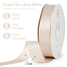 MAYREEL 1 Inch Champagne Double Faced Satin Ribbon for Gift Wrapping Floral Bouquets Invitations Bows Crafts Party Wedding Decoration Sewing 50 Yards