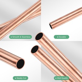 M METERXITY 2-Pack 300mm Copper Round Tube, 9mm OD 0.5mm Wall Thickness Copper Seamless Tubing for Construction/Machining/DIY Crafting, Metal Straight Pipe [0.35x0.02x12IN]