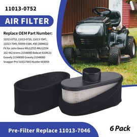 KLWZH 6 Packs 11013-0752 Air Filter for Kawasaki FR691V FR651V FR730V, with 11013-7046 Pre Filter, for FS541V FS600V FS651V FS691V FS730V 24hp Engine Air Cleaner, Replace 11013-0726 11013-7047