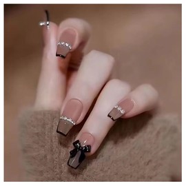 Lwenjing Nail Tips, 24 Pieces, 3D Nail Tips, Handmade Nail Tips, Short, Spring and Summer, Popular Japanese Style, Cute, Simple, Stylish, Bridesmaids, Glossy, False Nails, Double-Sided Tape, Adult