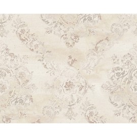 CONCORD WALLCOVERINGS ™ Sample, for Display Purpose only Textured Wallpaper Classical Fabric Ornaments, Beige Cream Gold Metallic, 10 in x 7 in, 387071