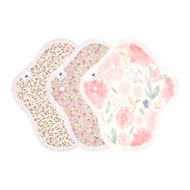 Cloth Napkins, NO 4, Organic Cotton, Set of 3, v09 pk, Pastel Pink, Pale Pink, Pure Floral Pattern