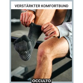 Occulto Stopper socks for men and women (2-4 pairs, model: Madeleine), non-slip socks for men and women, long yoga socks with nubs, ABS non-slip socks, 2 Pairs | Black/Grey, 43-46