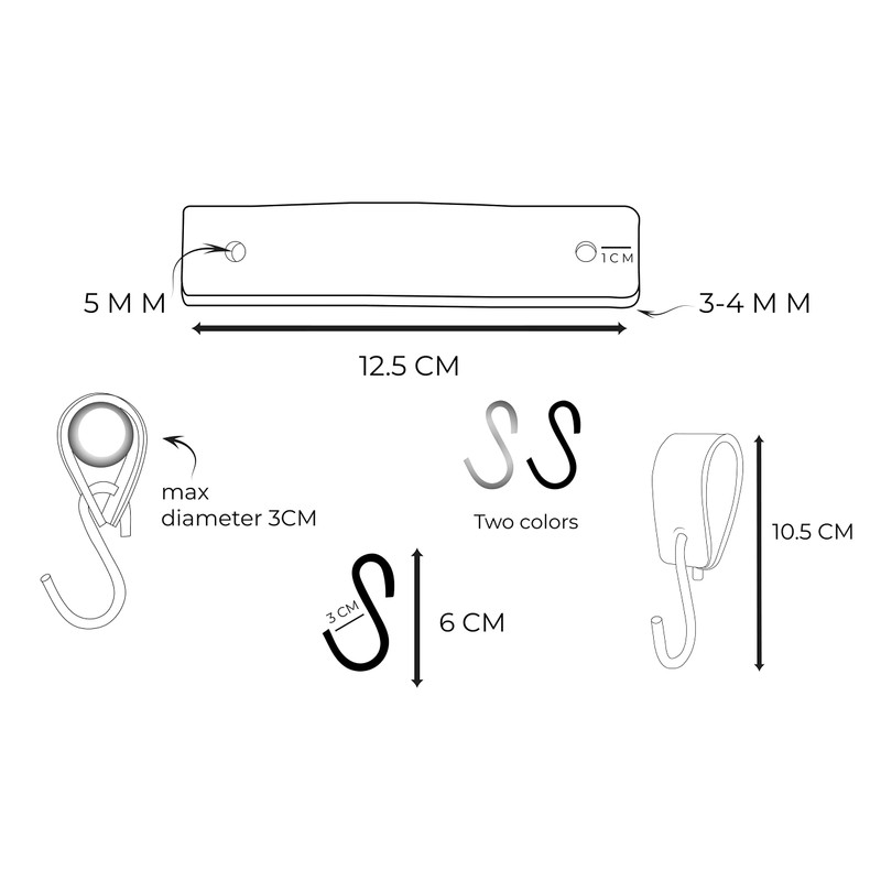 Brute Strength - Multifunctional Leather S-Hooks - Black - 4