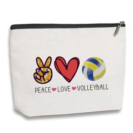 kdxpbpz Volleyball Inspirational Gifts for Women Volleyball Stuff Gifts for Volleyball Players Teams, Birthday Gifts for Women Her Best Friend BFF Bestie Makeup Bag - Peace Love Volleyball