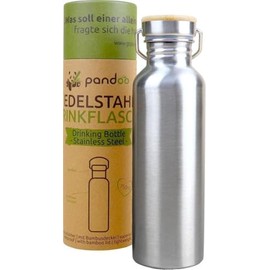 pandoo Stainless Steel Drinking Bottle 750 ml Reusable Water Bottle, Leak-proof Sports Bottle with Lid for Sports, Camping, Excursions, Cycling, with or without Insulation (Single-Walled)