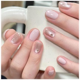 MISS MUMU Nail Tips, 30 Pieces, Short, Spring and Summer, Simple, Cute, Stylish, Popular, Nail Seal, Bride Nails, Glossy, False Nails, Coming of Age of Age Ceremonies, Weddings, School Entrance